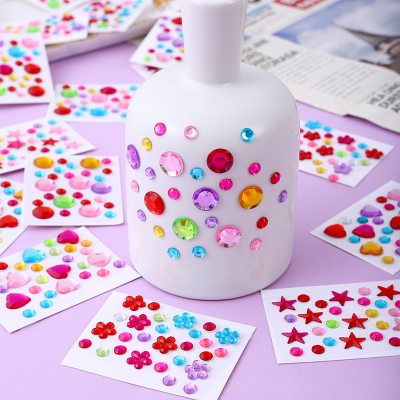 Phone Cases Diy - สติกเกอร์เพชรอะคริลิคหลากสีขายดี ติดเองได้ รูปหัวใจและวงกลม สำหรับตกแต่งเคสมือถือ งาน DIY