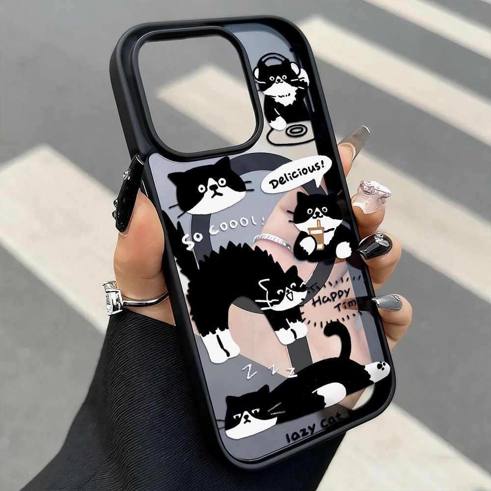 Phone Cases Funny - เคสโทรศัพท์แบบไร้สายลายแมวดำตลกสำหรับ iPhone 17 16 Pro Max