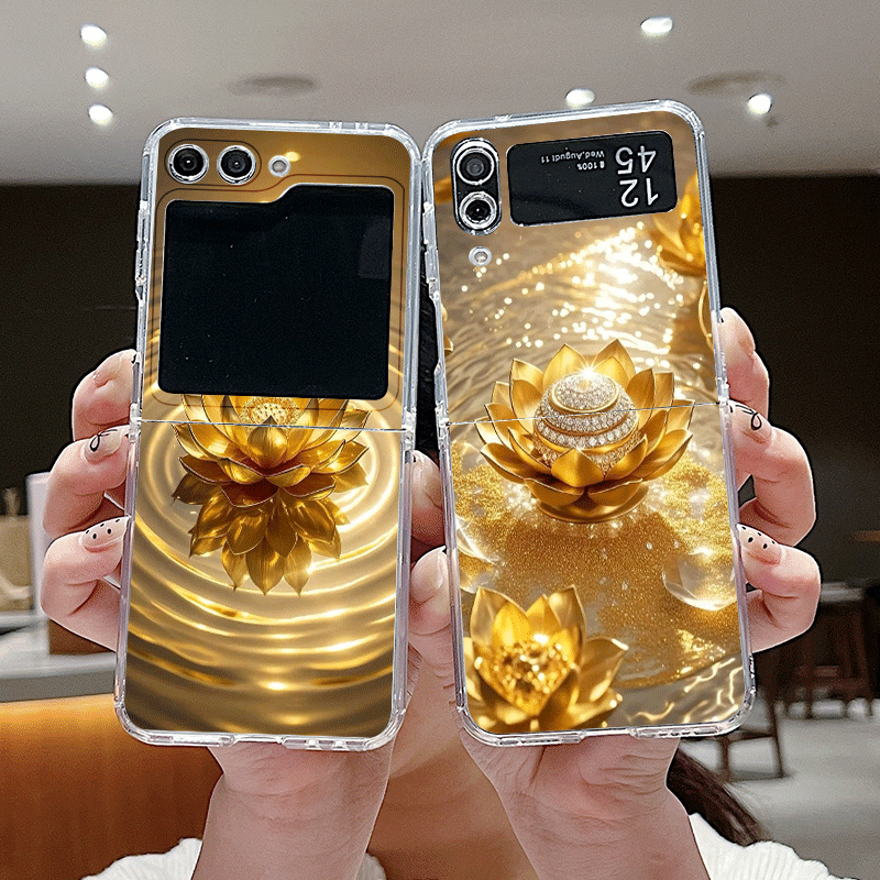 Phone Cases Z Fold 5 - เคสโทรศัพท์ลายดอกบัวสีทองสุดสร้างสรรค์สำหรับ Samsung Galaxy Z Flip 7
