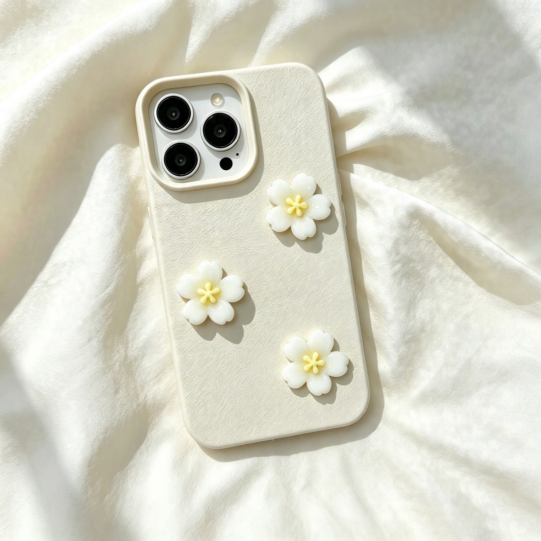 Phone Cases Girly - เคสโทรศัพท์ลายดอกซากุระ 3 มิติ สไตล์หวานๆ สำหรับ iPhone
