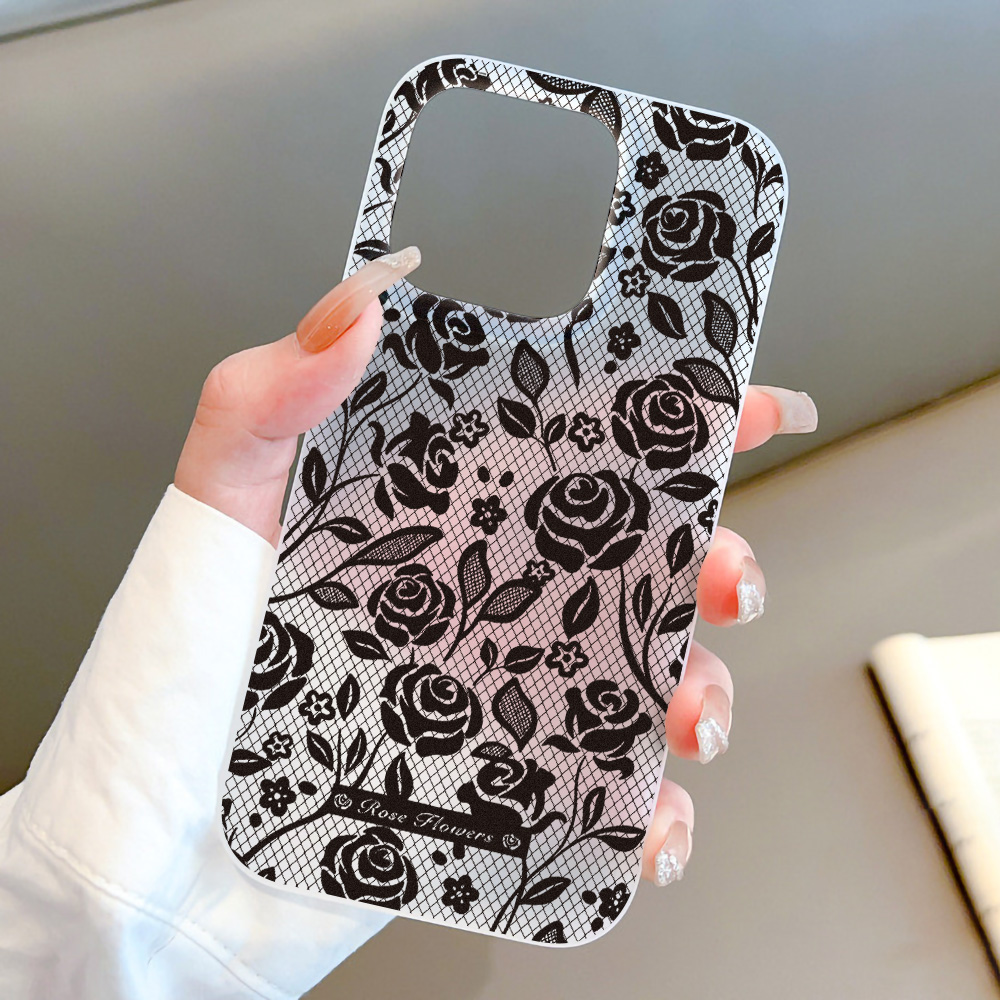 Phone Cases Durable - เคสโทรศัพท์ลายกุหลาบ ซิลิโคน สำหรับ iPhone 18 Pro