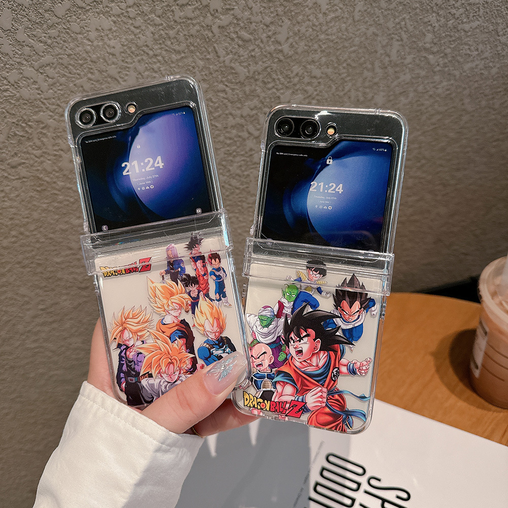 Phone Cases Z Flip 6 - แฟชั่นญี่ปุ่นอะนิเมะดราก้อนบอล โกคู ไซย่าเคสโทรศัพท์โปร่งใสสำหรับซัมซุง กาแลคซี่ ซี ฟลิป