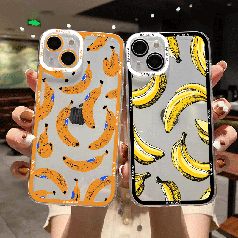 Phone Cases Funny - เคสโทรศัพท์ใสพิมพ์ลายกล้วยสีเหลืองตลกๆ สำหรับ Samsung A14 A16 A36