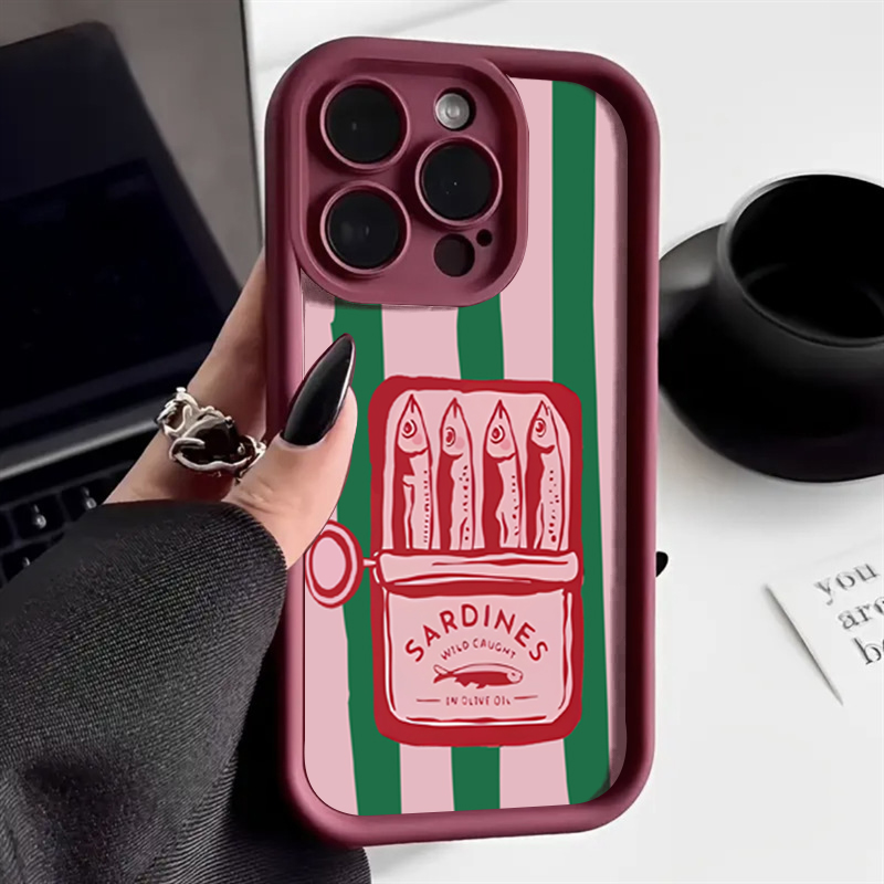 Phone Cases Funny - เคสโทรศัพท์ลายทางย้อนยุคตลกๆ ลายกระป๋องปลาซาร์ดีน สำหรับ iPhone 17 16