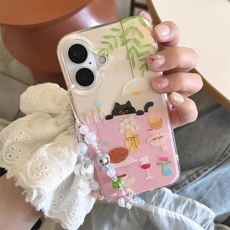 Phone Cases Girly - เคสโทรศัพท์ลายการ์ตูนแมวดำน่ารักสไตล์ Ins Girl สำหรับ iPhone 17