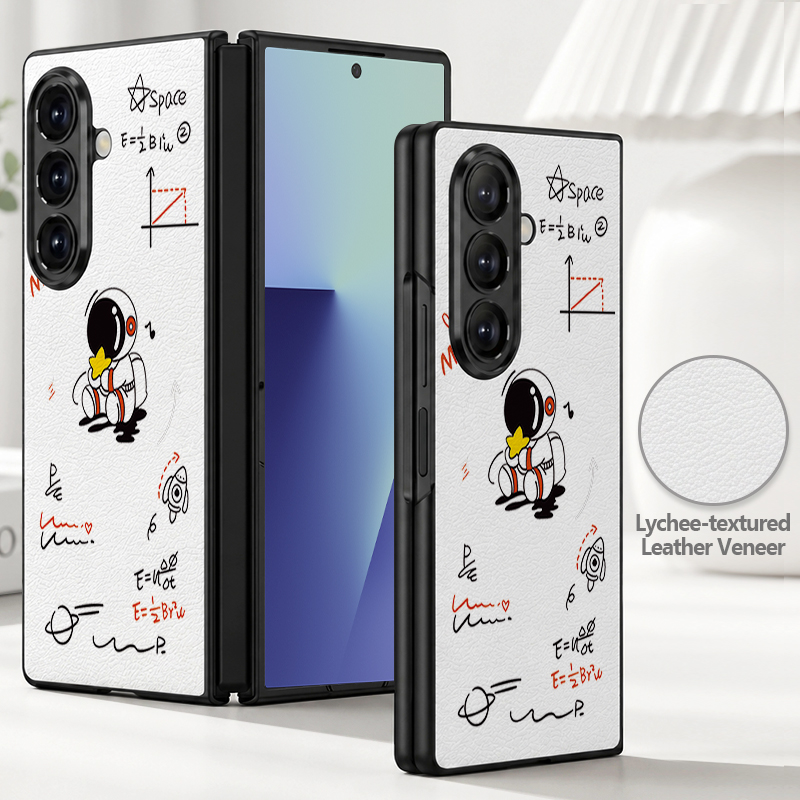 Phone Cases Z Fold 5 - เคสโทรศัพท์หนัง PU ลายการ์ตูนนักบินอวกาศ สำหรับ Samsung Galaxy