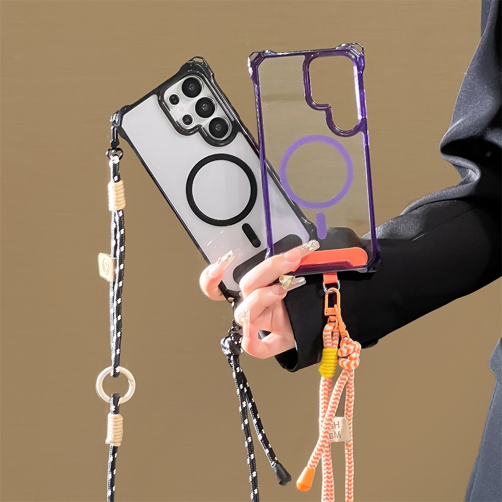 Phone Cases Quality - เคสโทรศัพท์แบบใสพร้อมสายคล้องไหล่แม่เหล็ก สำหรับ Samsung S25 Ultra S24