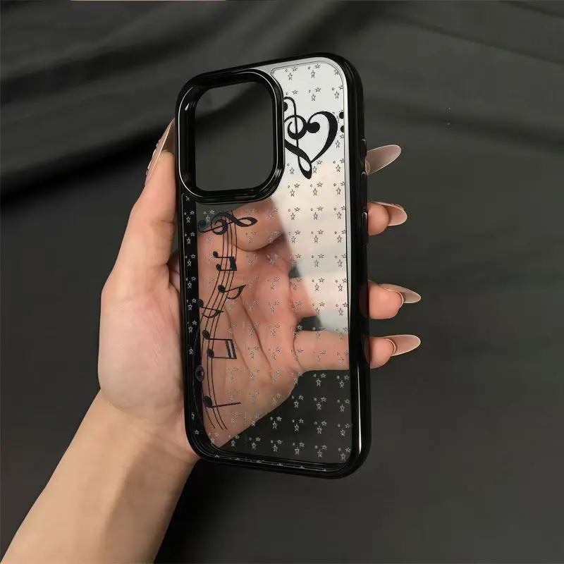 Phone Cases Girly - เคสโทรศัพท์ลายการ์ตูนสาวน้อยน่ารักสไตล์ INS พร้อมลายโน้ตดนตรีและดาว สำหรับ iPhone 17