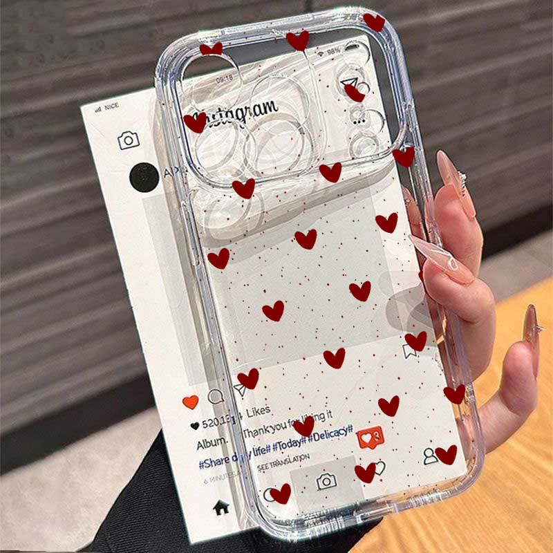Phone Cases Pinterest - เคสโทรศัพท์ใสลายจุดโบว์รูปหัวใจเรียบง่าย สำหรับ iPhone 17 16 15