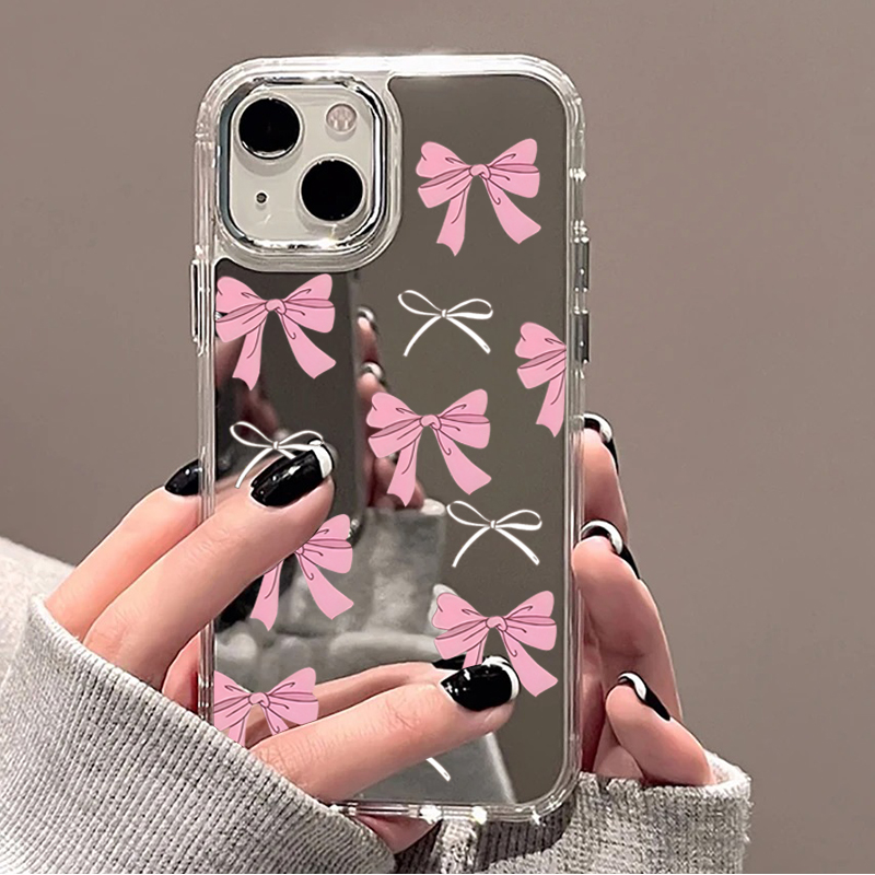 Phone Cases Durable - เคสโทรศัพท์ลายโบว์สีชมพูดำน่ารัก สำหรับ iPhone 17 16 Pro