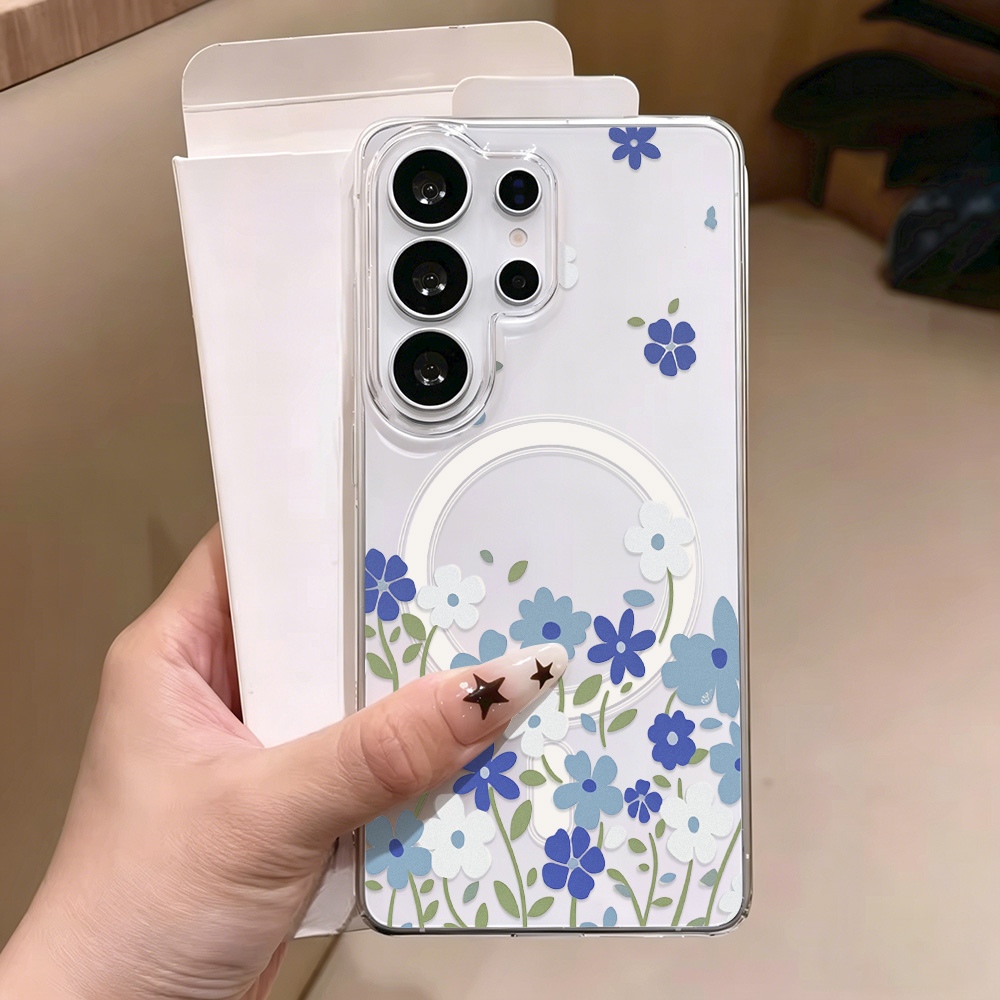 เคสโทรศัพท์แม่เหล็กสีฟ้าลายดอก - Phone Cases Quality บทวิจารณ์และราคา