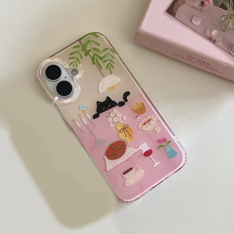 เคสโทรศัพท์ลายการ์ตูนแมวดำน่าร - Phone Cases Girly บทวิจารณ์และราคา
