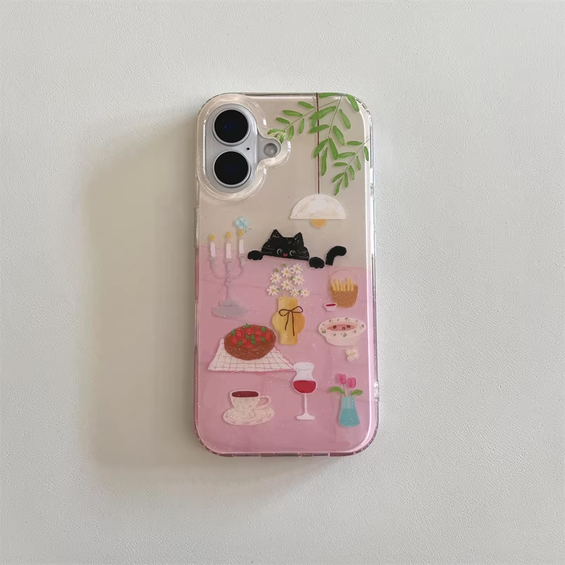 เคสโทรศัพท์ลายการ์ตูนแมวดำน่าร - Phone Cases Girly บทวิจารณ์และราคา